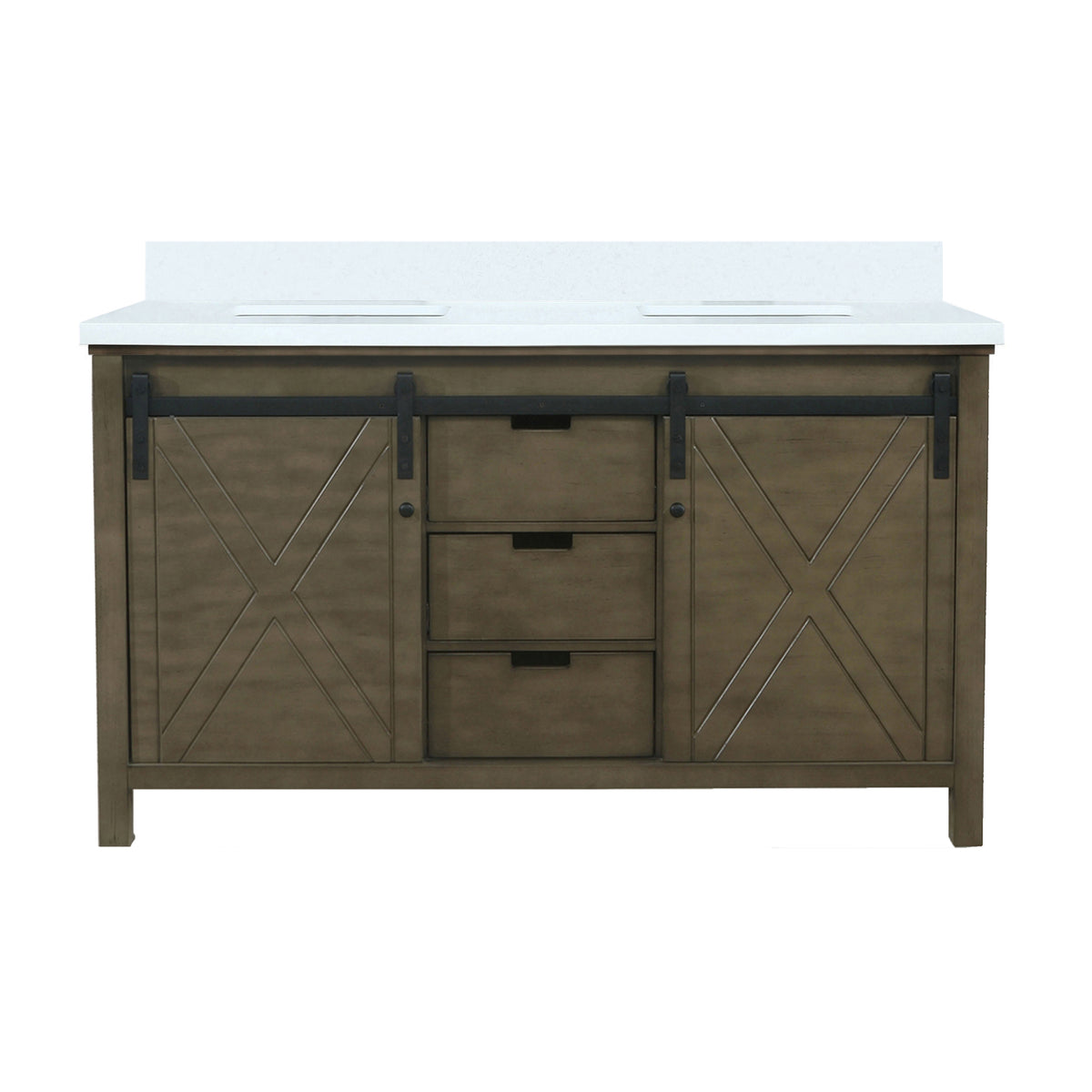 Lexora Marsyas 60 in. Rustic Brown Double Sink Bath Vanity