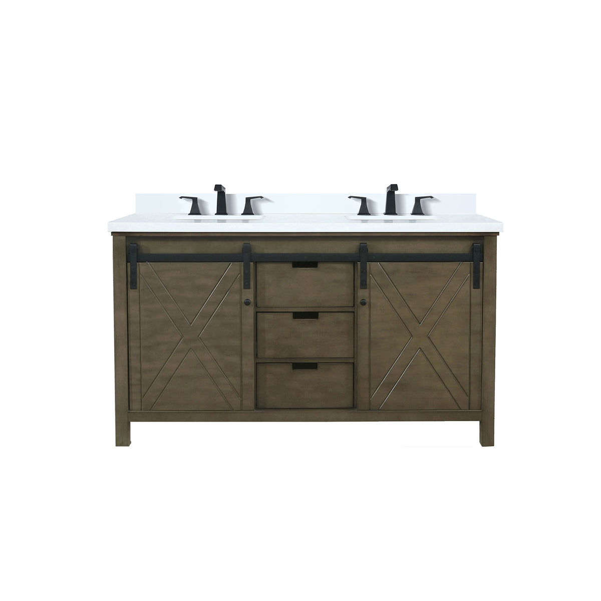Lexora Marsyas 60 in. Rustic Brown Double Sink Bath Vanity