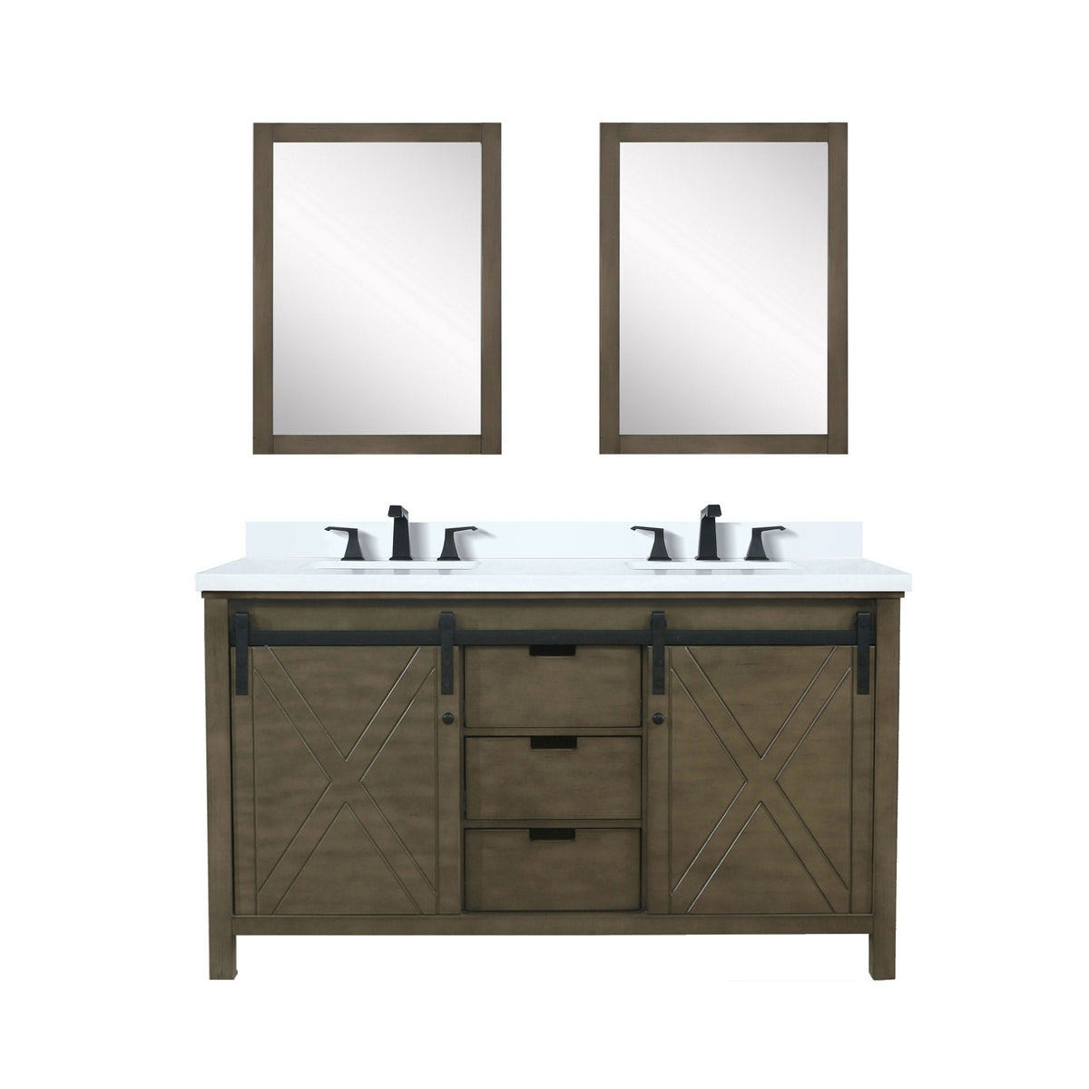 Lexora Marsyas 60 in. Rustic Brown Double Sink Bath Vanity