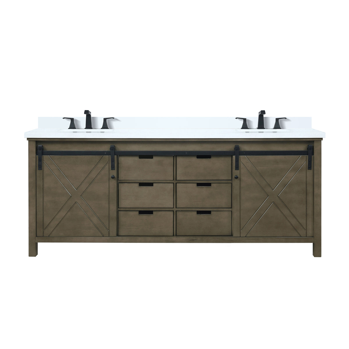 Lexora Marsyas 80 in. Rustic Brown Double Sink Bath Vanity