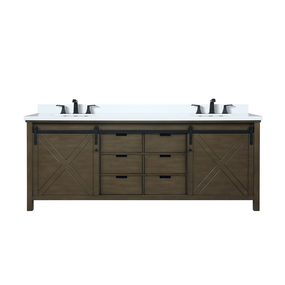 Lexora Marsyas 84 in. Rustic Brown Double Sink Bath Vanity