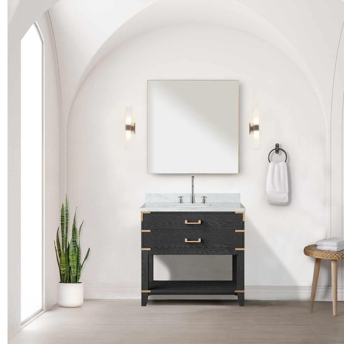 Lexora Norwalk 36 in. Black Oak Single Sink Bath Vanity