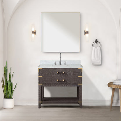 Lexora Norwalk 36 in. Brown Oak Single Sink Bath Vanity
