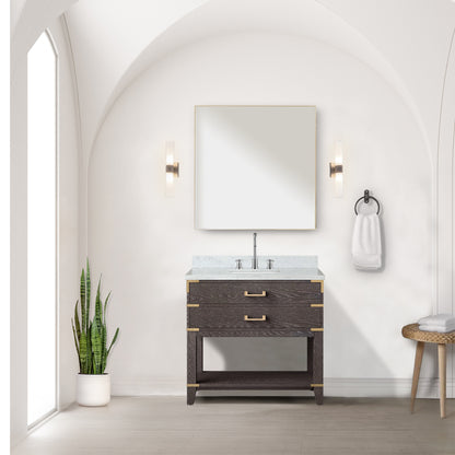 Lexora Norwalk 36 in. Brown Oak Single Sink Bath Vanity