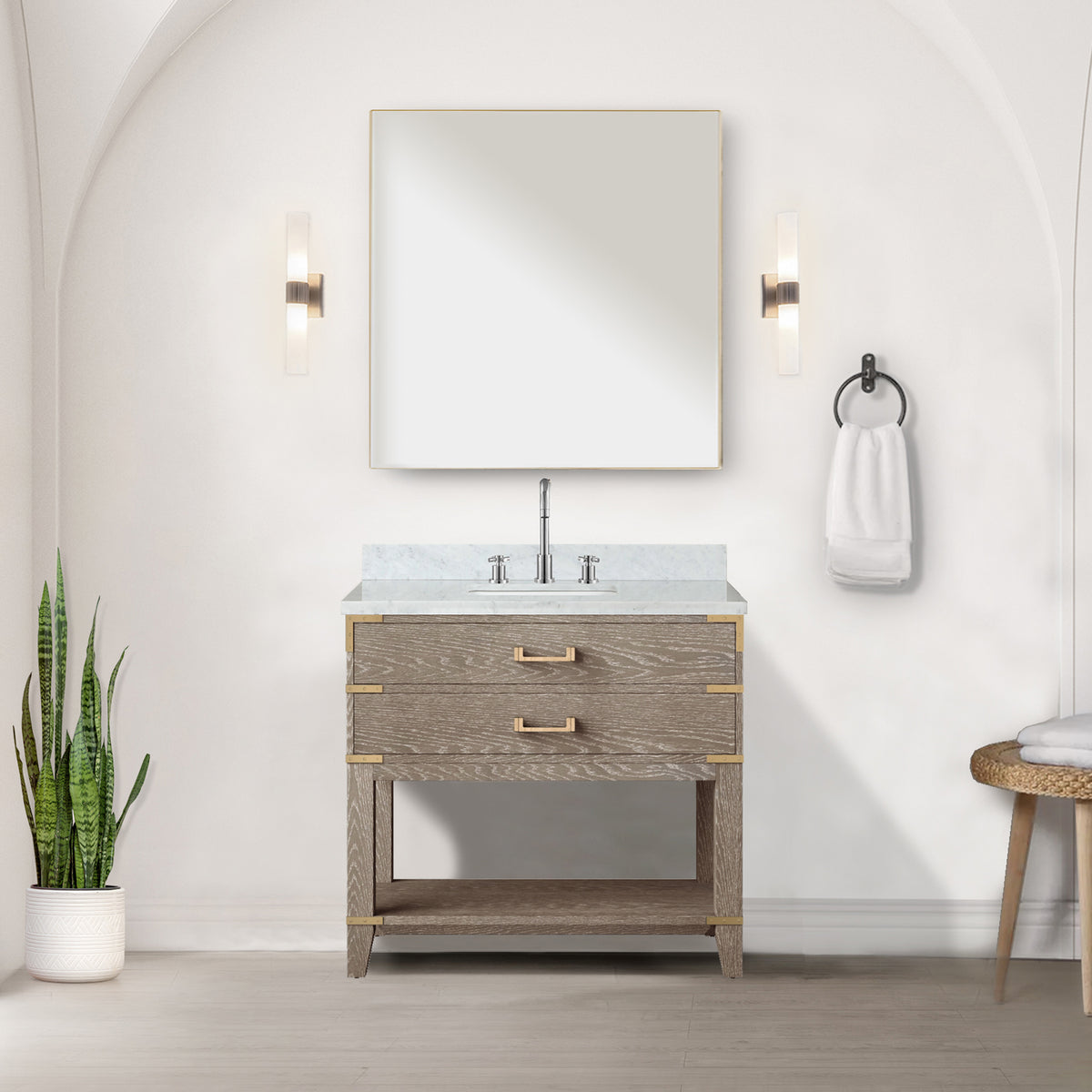Lexora Norwalk 36 in. Grey Oak Single Sink Bath Vanity