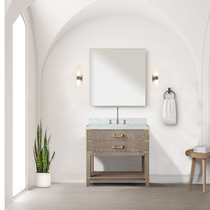Lexora Norwalk 36 in. Grey Oak Single Sink Bath Vanity