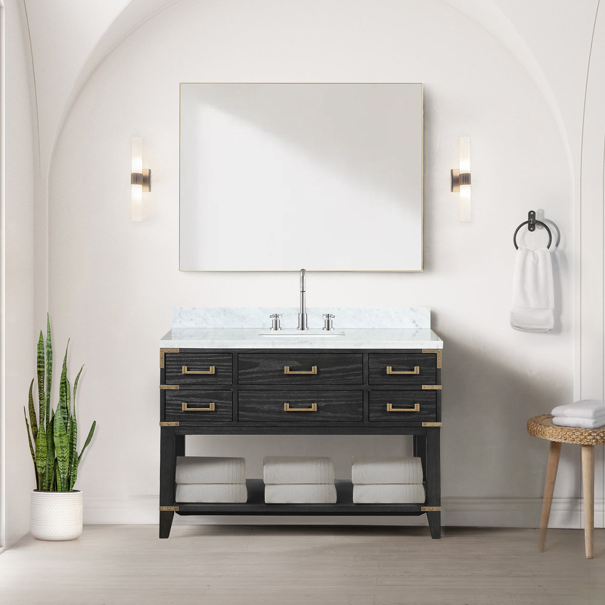 Lexora Norwalk 48 in. Black Oak Single Sink Bath Vanity