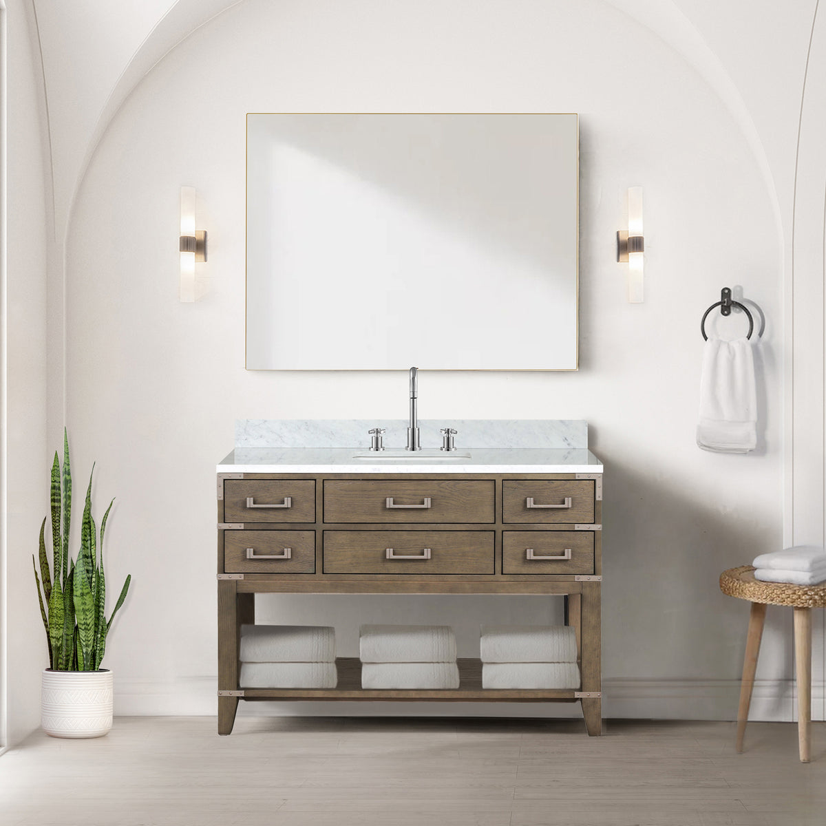 Lexora Norwalk 48 in. Grey Oak Single Sink Bath Vanity