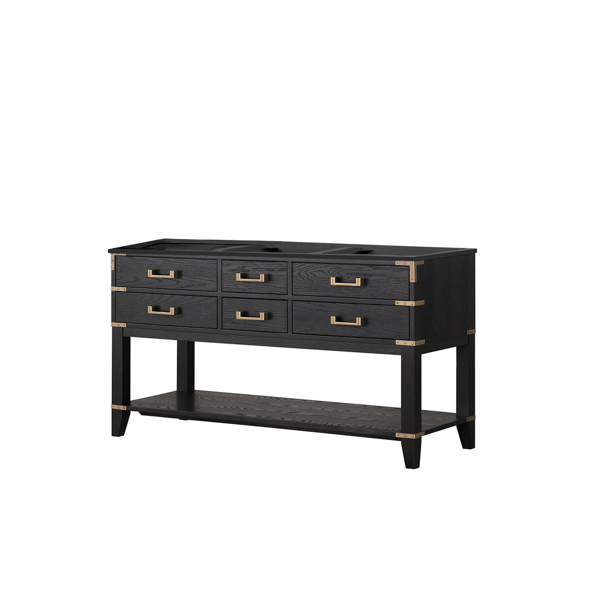 Lexora Norwalk 60 in. Black Oak Double Sink Bath Vanity