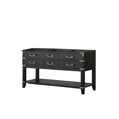 Lexora Norwalk 60 in. Black Oak Double Sink Bath Vanity