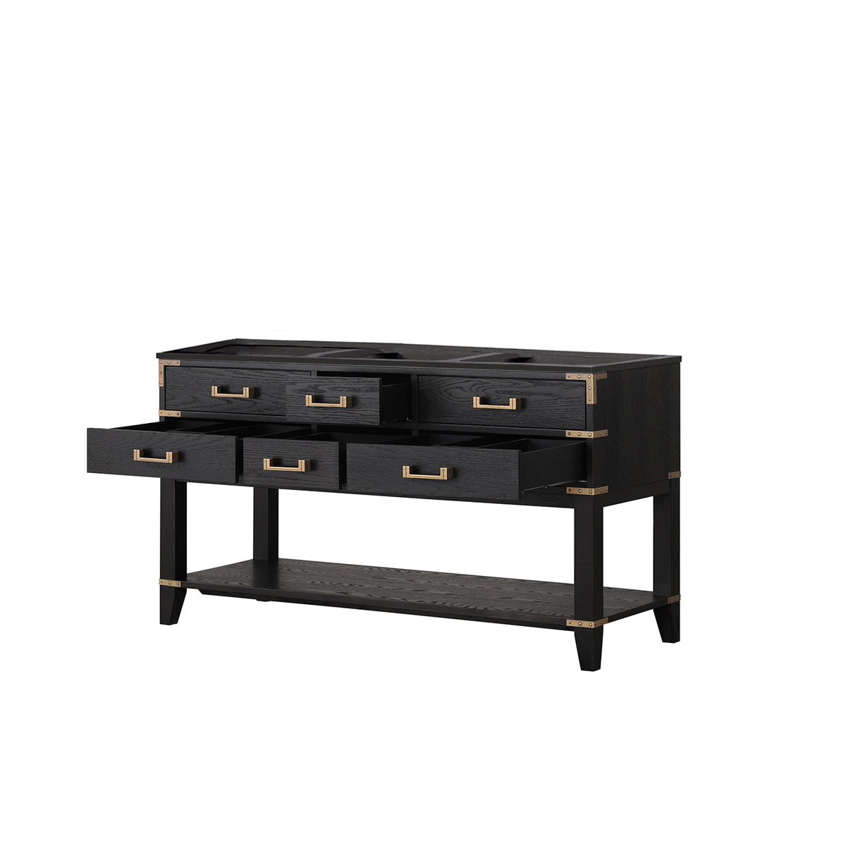 Lexora Norwalk 60 in. Black Oak Double Sink Bath Vanity
