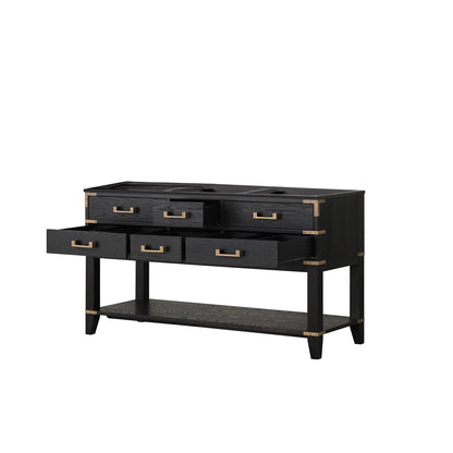 Lexora Norwalk 60 in. Black Oak Double Sink Bath Vanity