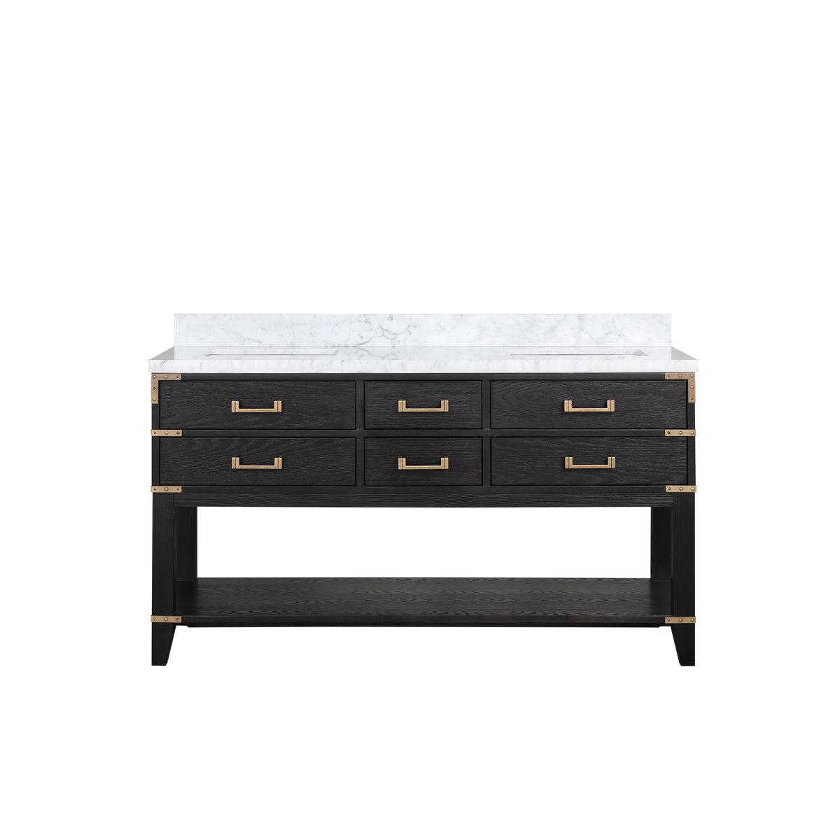 Lexora Norwalk 60 in. Black Oak Double Sink Bath Vanity