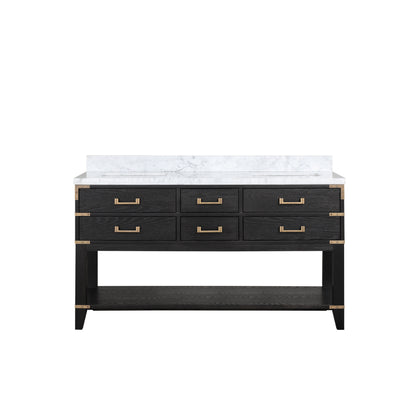 Lexora Norwalk 60 in. Black Oak Double Sink Bath Vanity