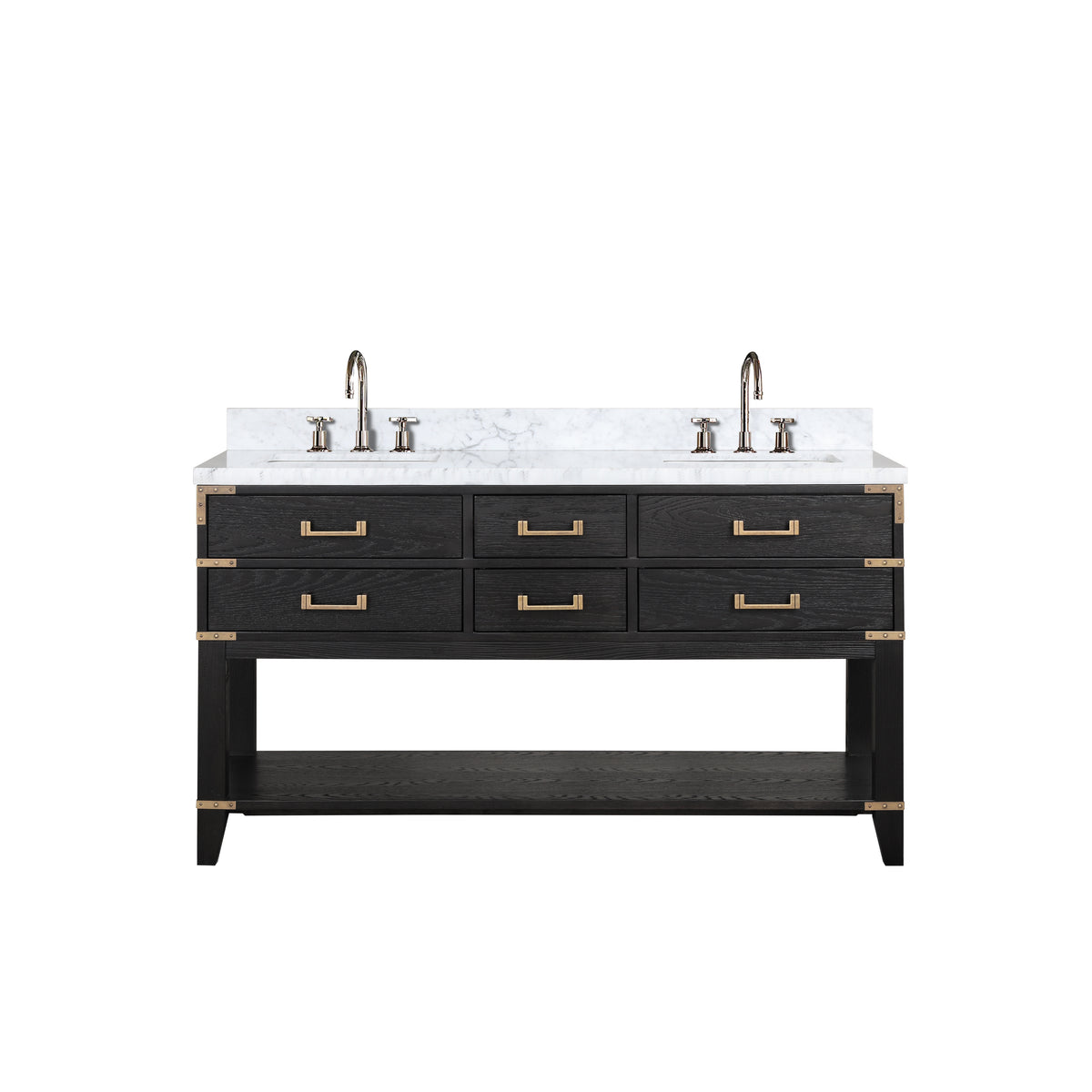 Lexora Norwalk 60 in. Black Oak Double Sink Bath Vanity
