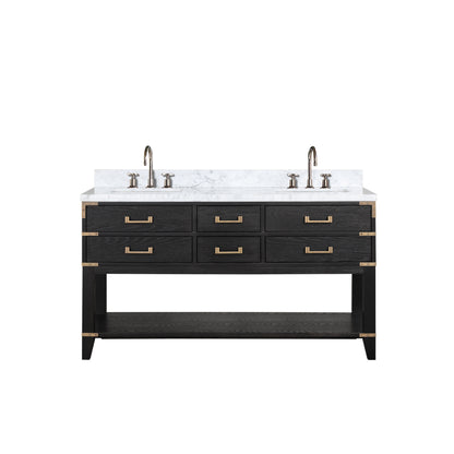 Lexora Norwalk 60 in. Black Oak Double Sink Bath Vanity