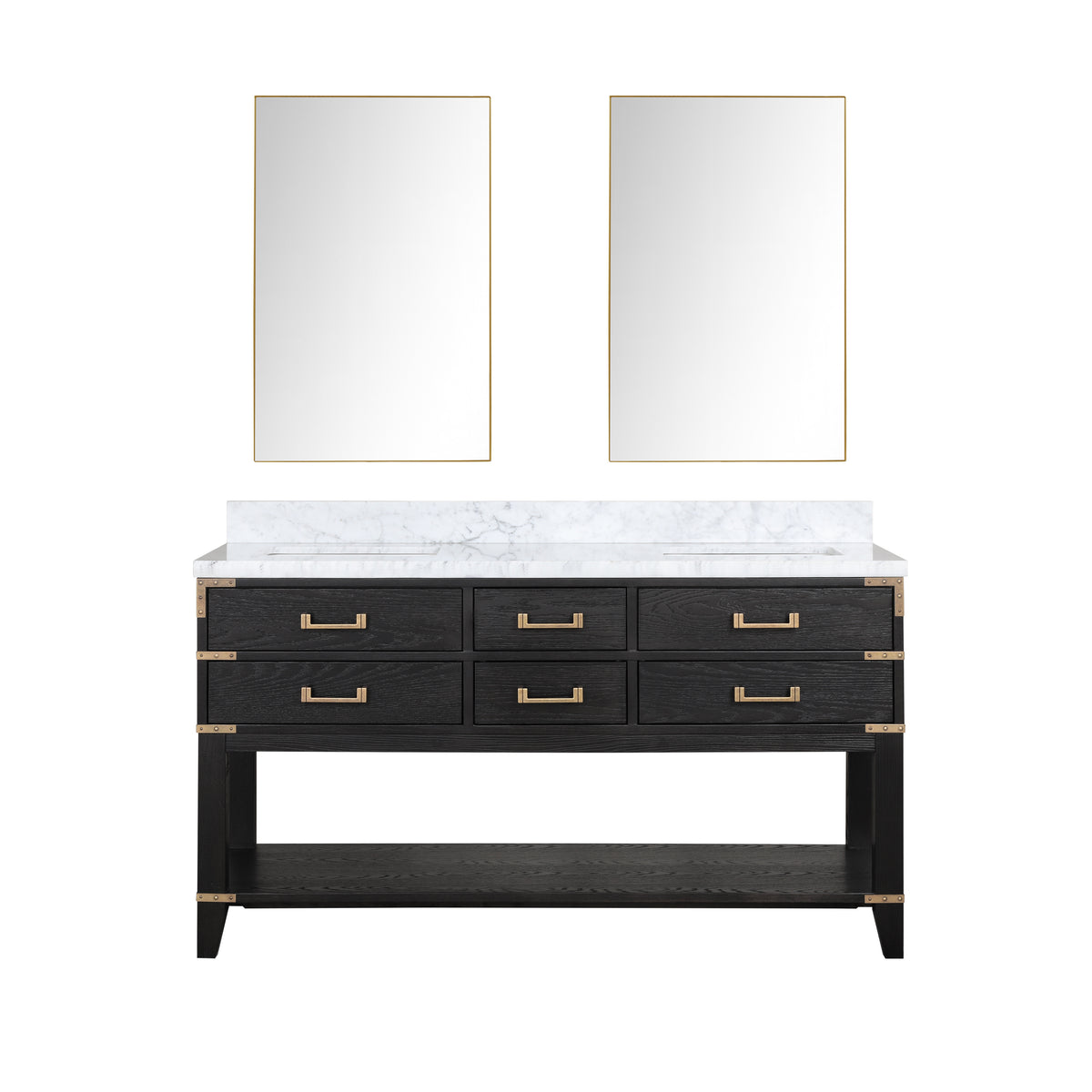 Lexora Norwalk 60 in. Black Oak Double Sink Bath Vanity