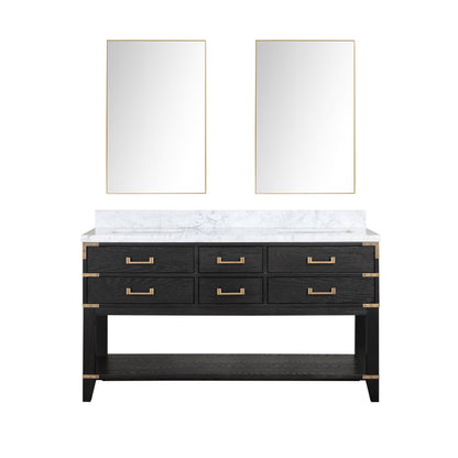 Lexora Norwalk 60 in. Black Oak Double Sink Bath Vanity