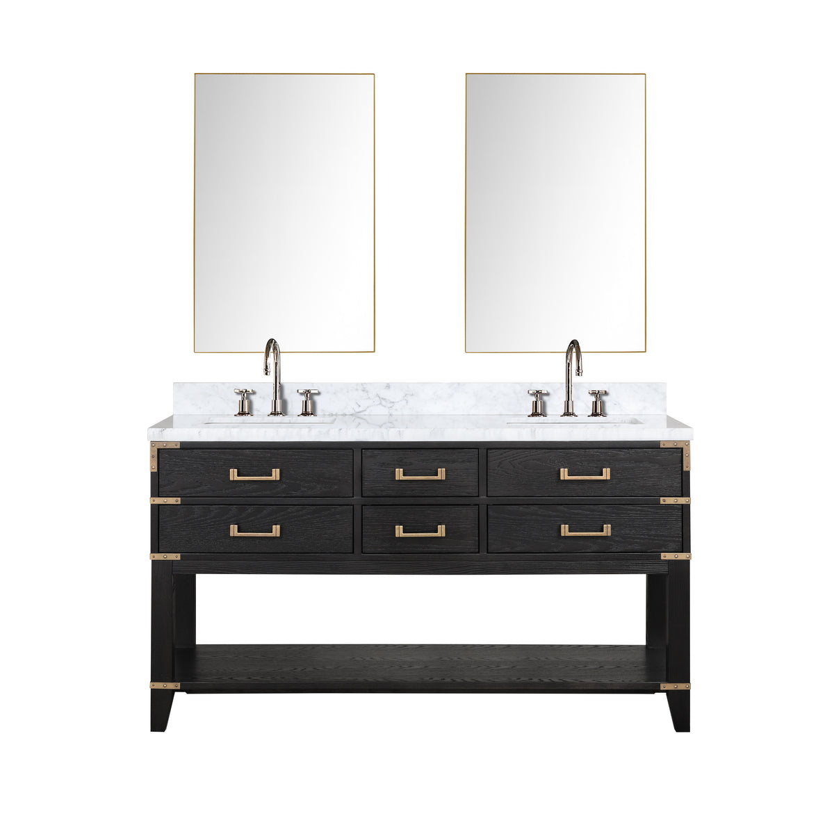 Lexora Norwalk 60 in. Black Oak Double Sink Bath Vanity