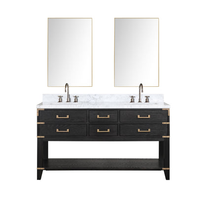 Lexora Norwalk 60 in. Black Oak Double Sink Bath Vanity