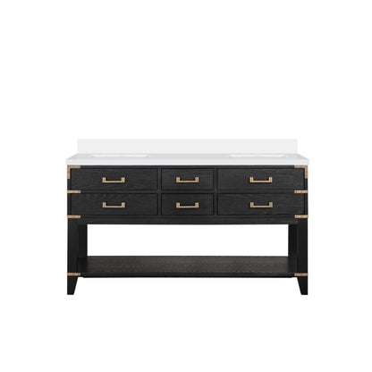 Lexora Norwalk 60 in. Black Oak Double Sink Bath Vanity