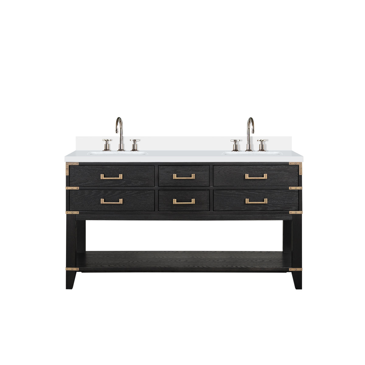 Lexora Norwalk 60 in. Black Oak Double Sink Bath Vanity