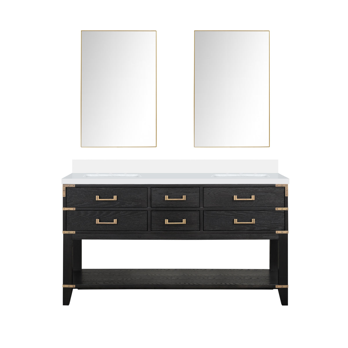 Lexora Norwalk 60 in. Black Oak Double Sink Bath Vanity
