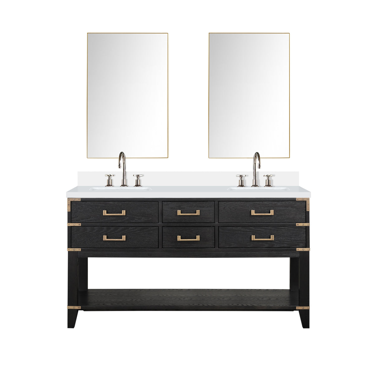 Lexora Norwalk 60 in. Black Oak Double Sink Bath Vanity