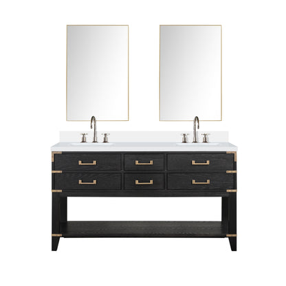 Lexora Norwalk 60 in. Black Oak Double Sink Bath Vanity