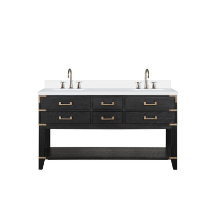 Lexora Norwalk 60 in. Black Oak Double Sink Bath Vanity