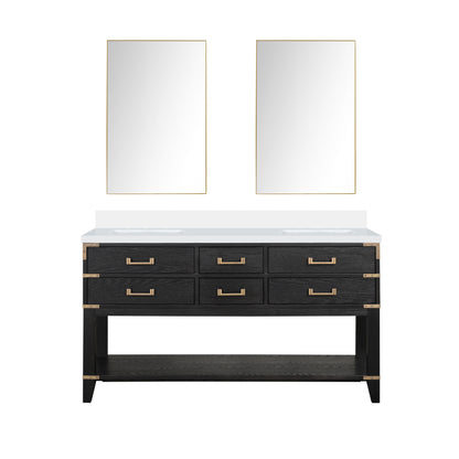Lexora Norwalk 60 in. Black Oak Double Sink Bath Vanity