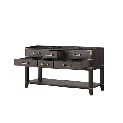 Lexora Norwalk 60 in. Brown Oak Double Sink Bath Vanity