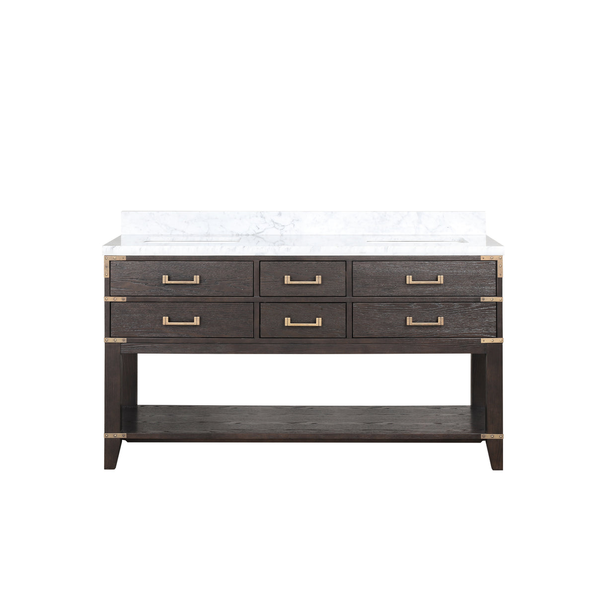 Lexora Norwalk 60 in. Brown Oak Double Sink Bath Vanity