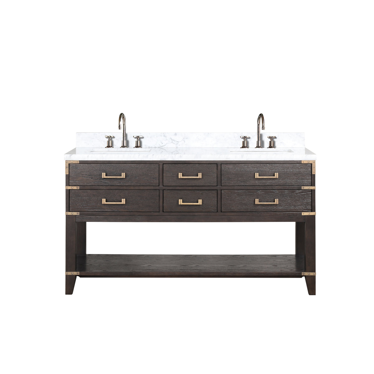 Lexora Norwalk 60 in. Brown Oak Double Sink Bath Vanity