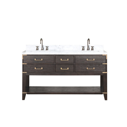 Lexora Norwalk 60 in. Brown Oak Double Sink Bath Vanity