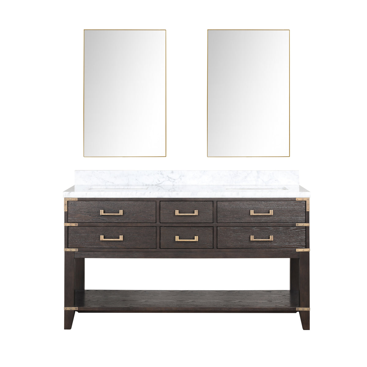 Lexora Norwalk 60 in. Brown Oak Double Sink Bath Vanity