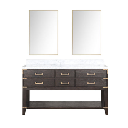 Lexora Norwalk 60 in. Brown Oak Double Sink Bath Vanity