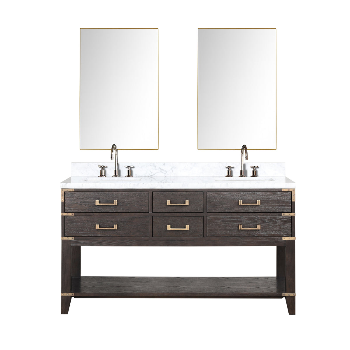 Lexora Norwalk 60 in. Brown Oak Double Sink Bath Vanity