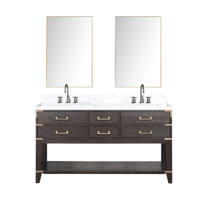 Lexora Norwalk 60 in. Brown Oak Double Sink Bath Vanity