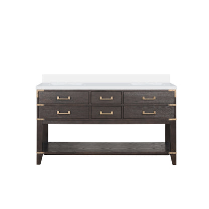 Lexora Norwalk 60 in. Brown Oak Double Sink Bath Vanity