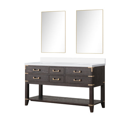 Lexora Norwalk 60 in. Brown Oak Double Sink Bath Vanity