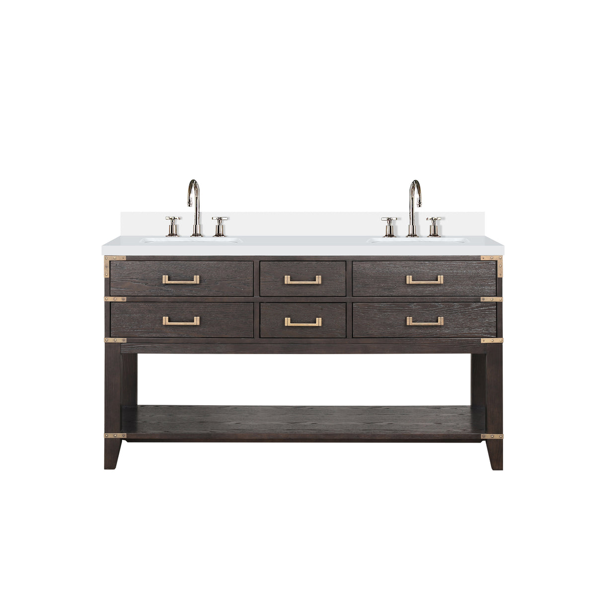 Lexora Norwalk 60 in. Brown Oak Double Sink Bath Vanity