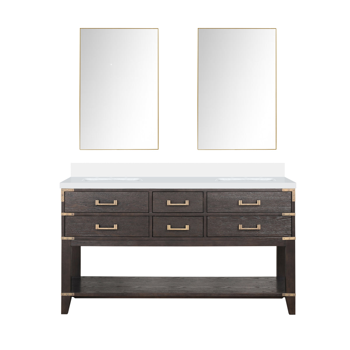 Lexora Norwalk 60 in. Brown Oak Double Sink Bath Vanity