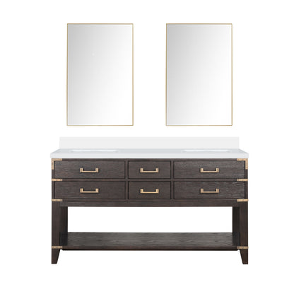 Lexora Norwalk 60 in. Brown Oak Double Sink Bath Vanity