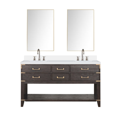 Lexora Norwalk 60 in. Brown Oak Double Sink Bath Vanity