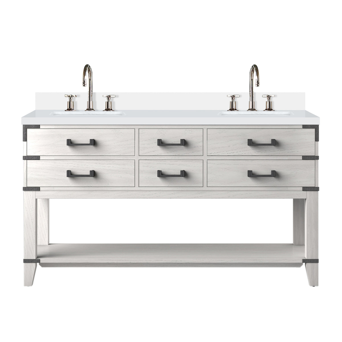 Lexora Norwalk 60 in. White Oak Double Sink Bath Vanity