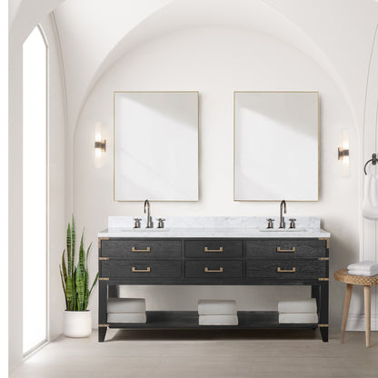 Lexora Norwalk 72 in. Black Oak Double Sink Bath Vanity