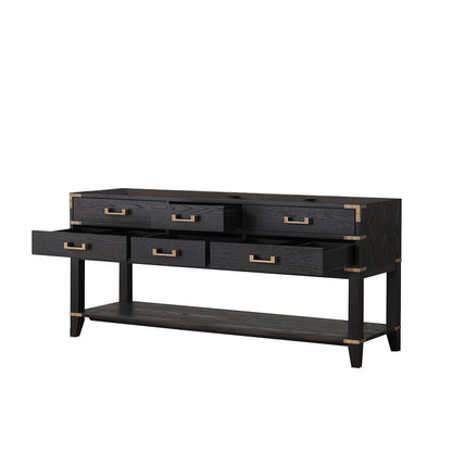 Lexora Norwalk 72 in. Black Oak Double Sink Bath Vanity