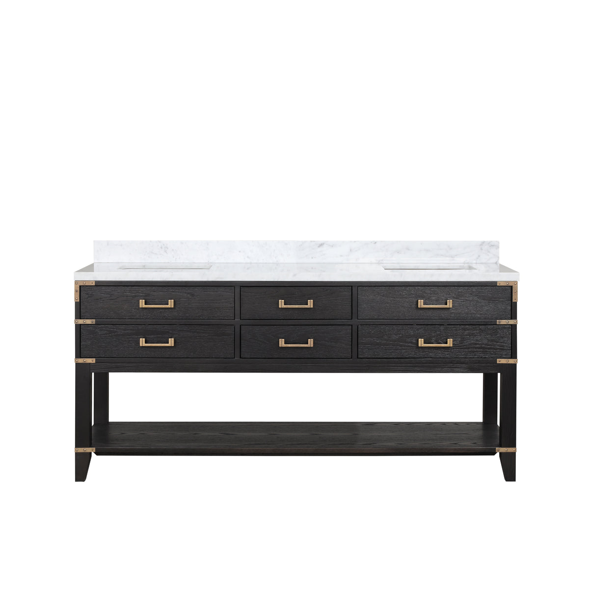 Lexora Norwalk 72 in. Black Oak Double Sink Bath Vanity