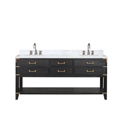 Lexora Norwalk 72 in. Black Oak Double Sink Bath Vanity